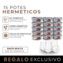 Kit con 15 Frascos Herméticos de Vidrio + 10 Vasos de Vidrio Aruba [¡ÚLTIMAS UNIDADES EN STOCK!]