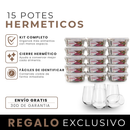 Kit con 15 Frascos Herméticos de Vidrio + 10 Vasos de Vidrio Aruba [¡ÚLTIMAS UNIDADES EN STOCK!]