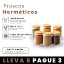 [Comprá 6 y Pagá 3] Frascos Herméticos de Vidrio con Tapa de Bambú Sellada